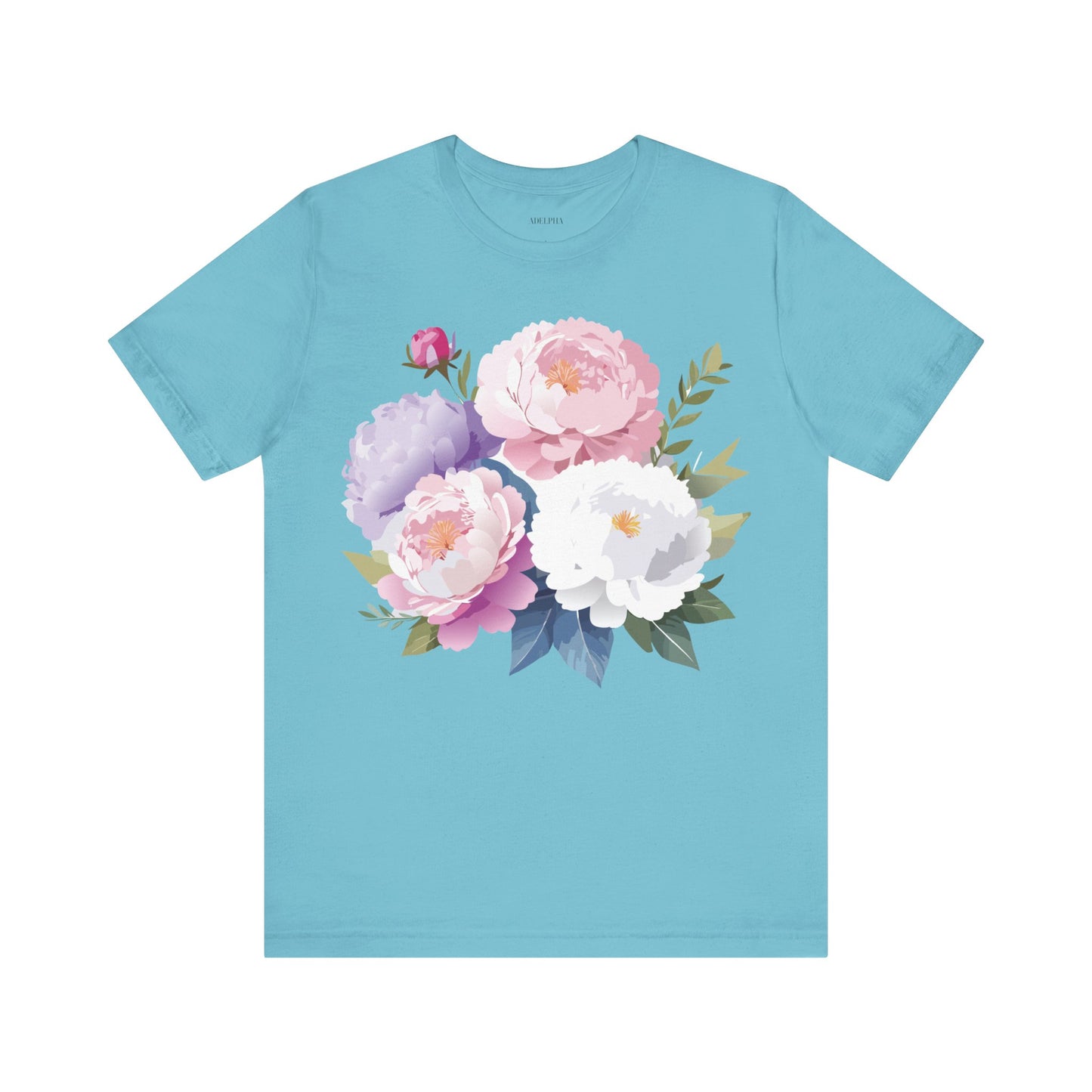 Natural Cotton Tee Shirt with Flowers