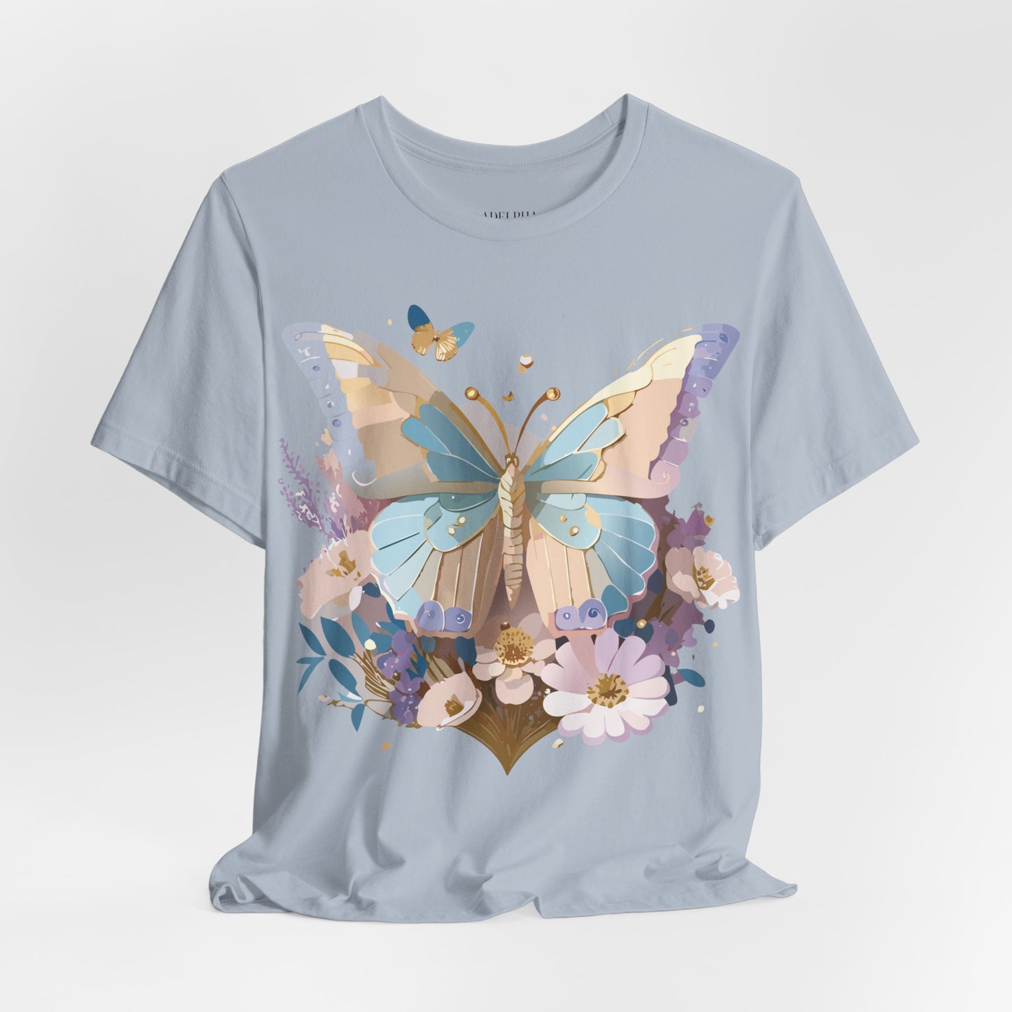 Natural Cotton Tee Shirt with Butterfly