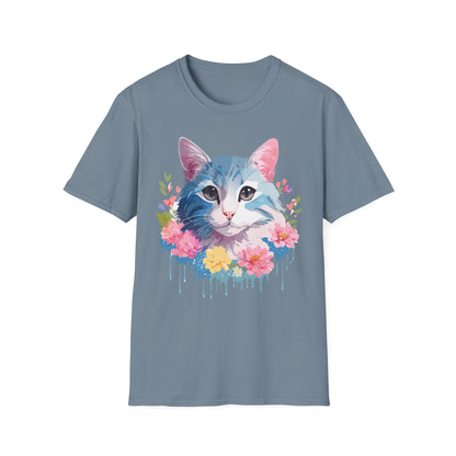 Cat Shirt Unisex Cat Tee Kitten Print Gildan Softstyle 64000