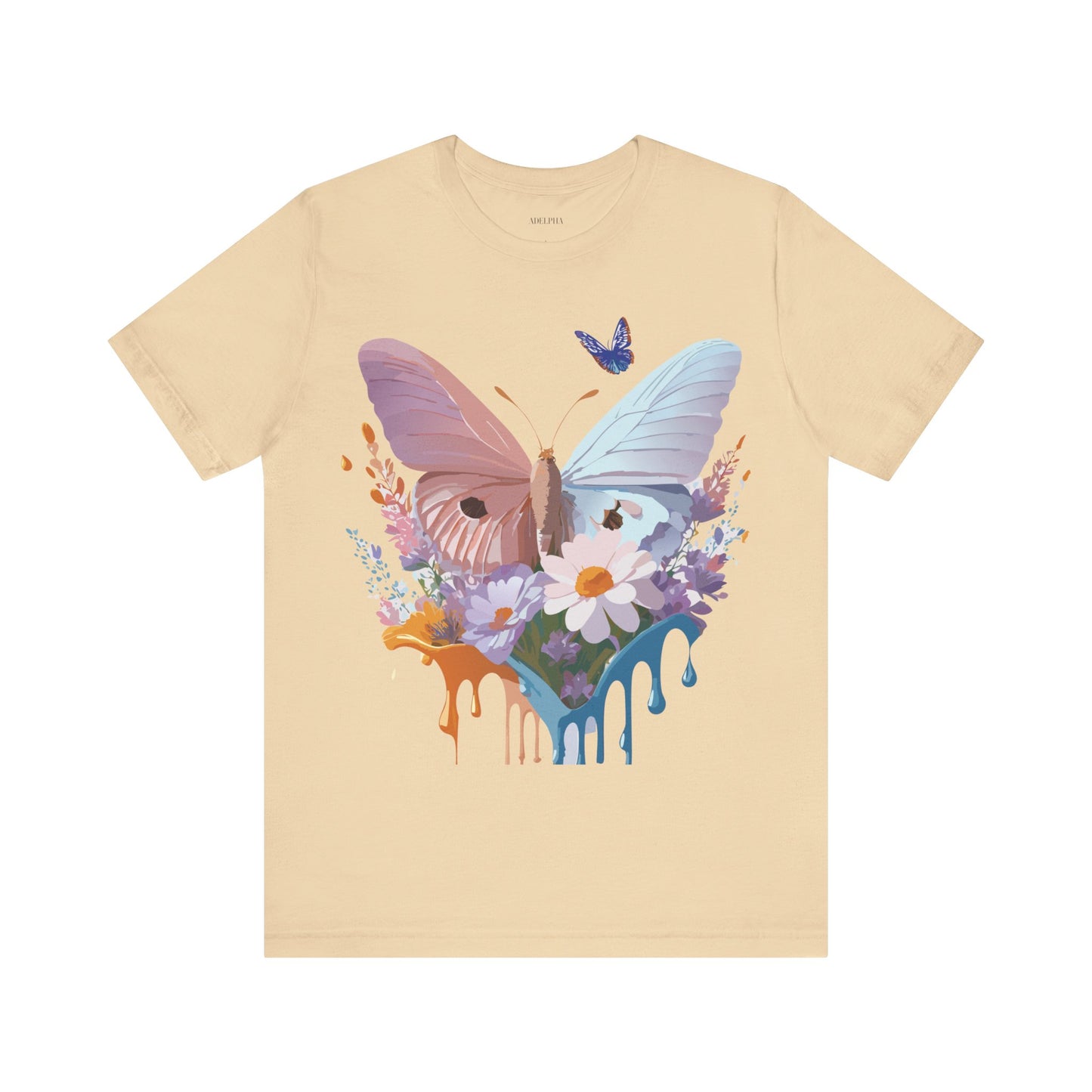 Natural Cotton Tee Shirt with Butterfly