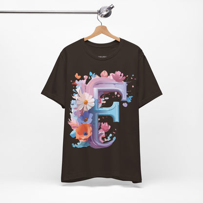 Natural Cotton Tee Shirt - Letters Collection - F Printify