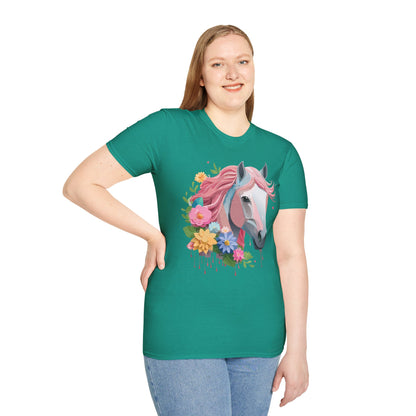 Unisex Horse Shirt Softstyle Cotton Tee With Animal Print Design