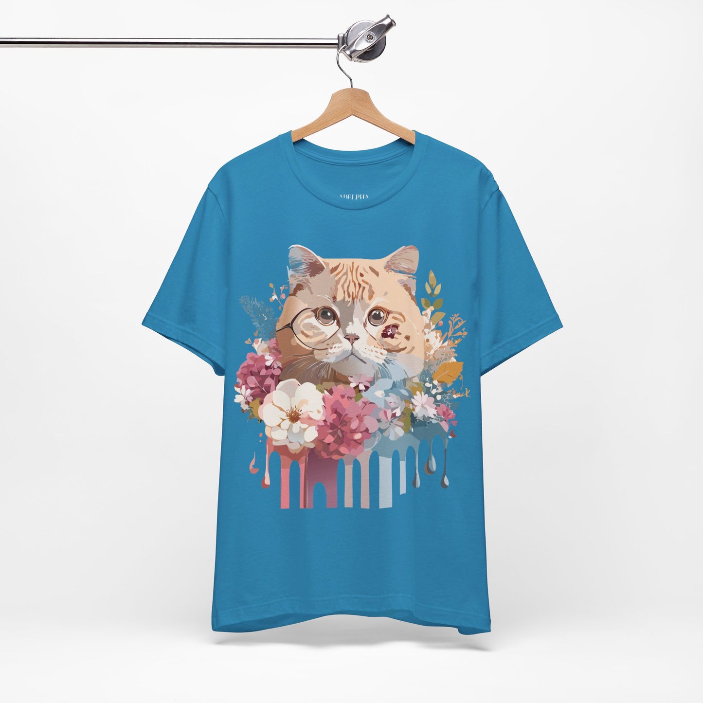 Natural Cotton Tee Shirt with Cat