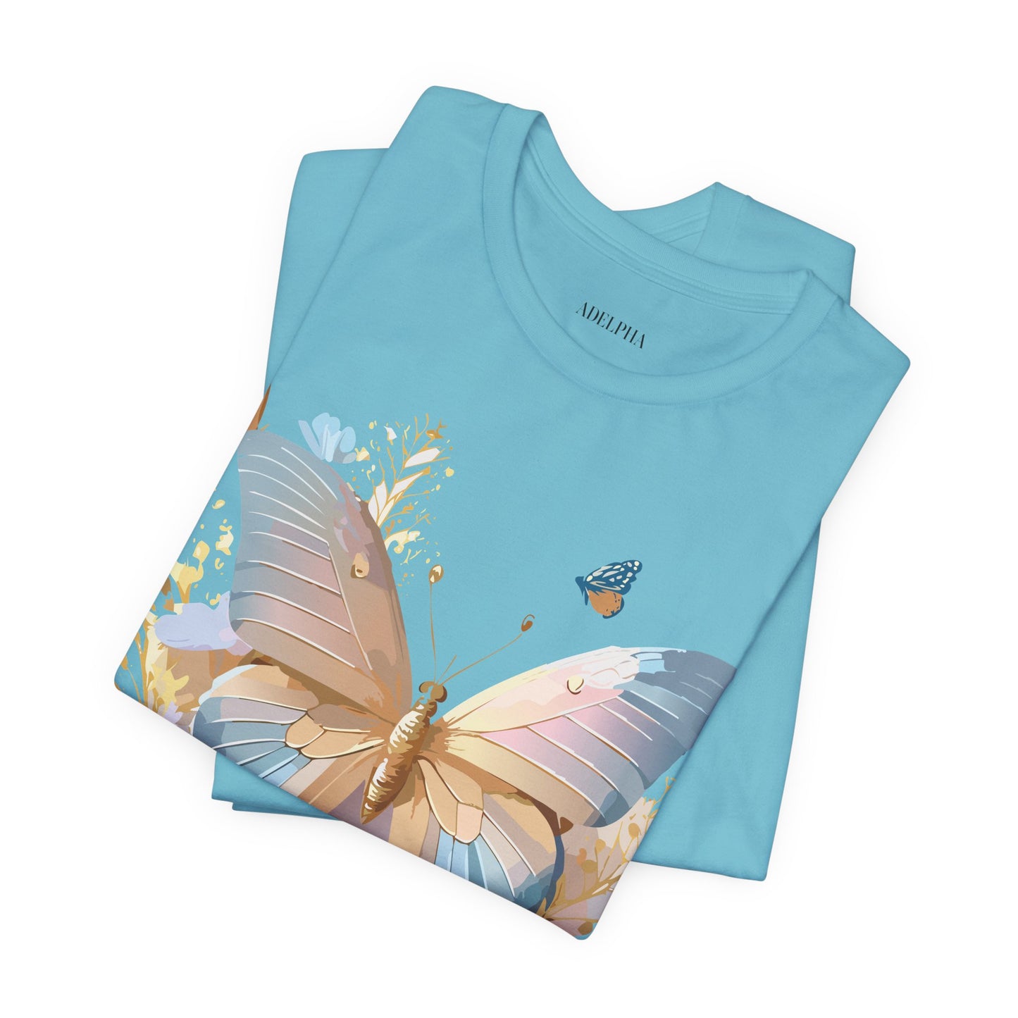 Natural Cotton Tee Shirt with Butterfly