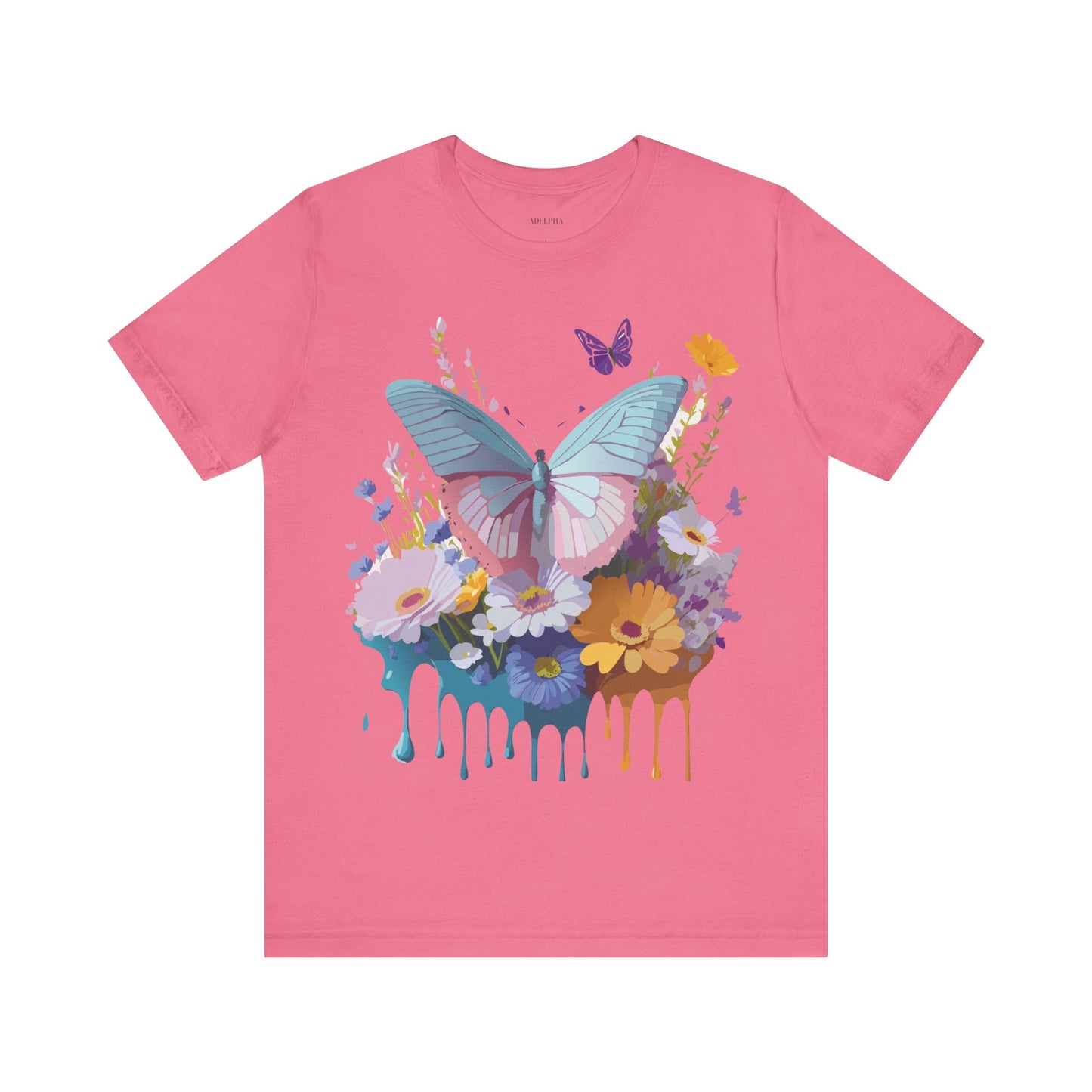 Natural Cotton Tee Shirt with Butterfly