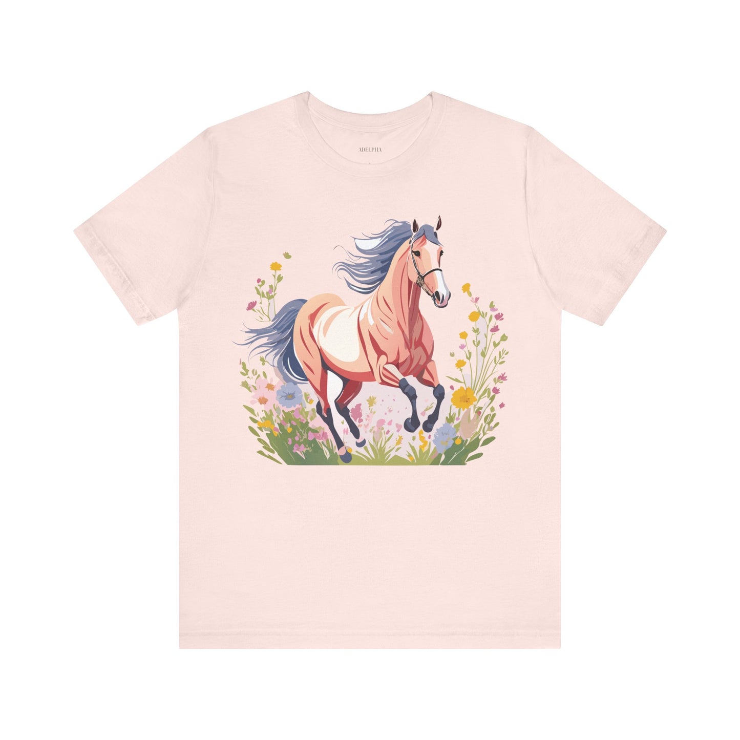 Natural Cotton Tee Shirt with Horse