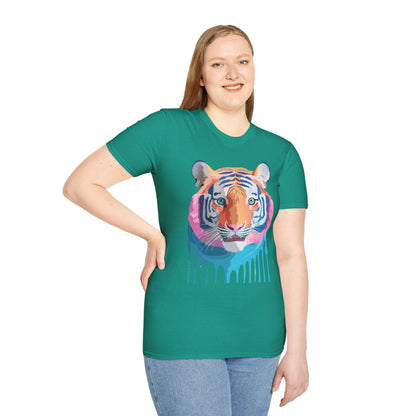 Tiger Print Unisex Softstyle Breathable Cotton Tee 64000 Gildan Shirt