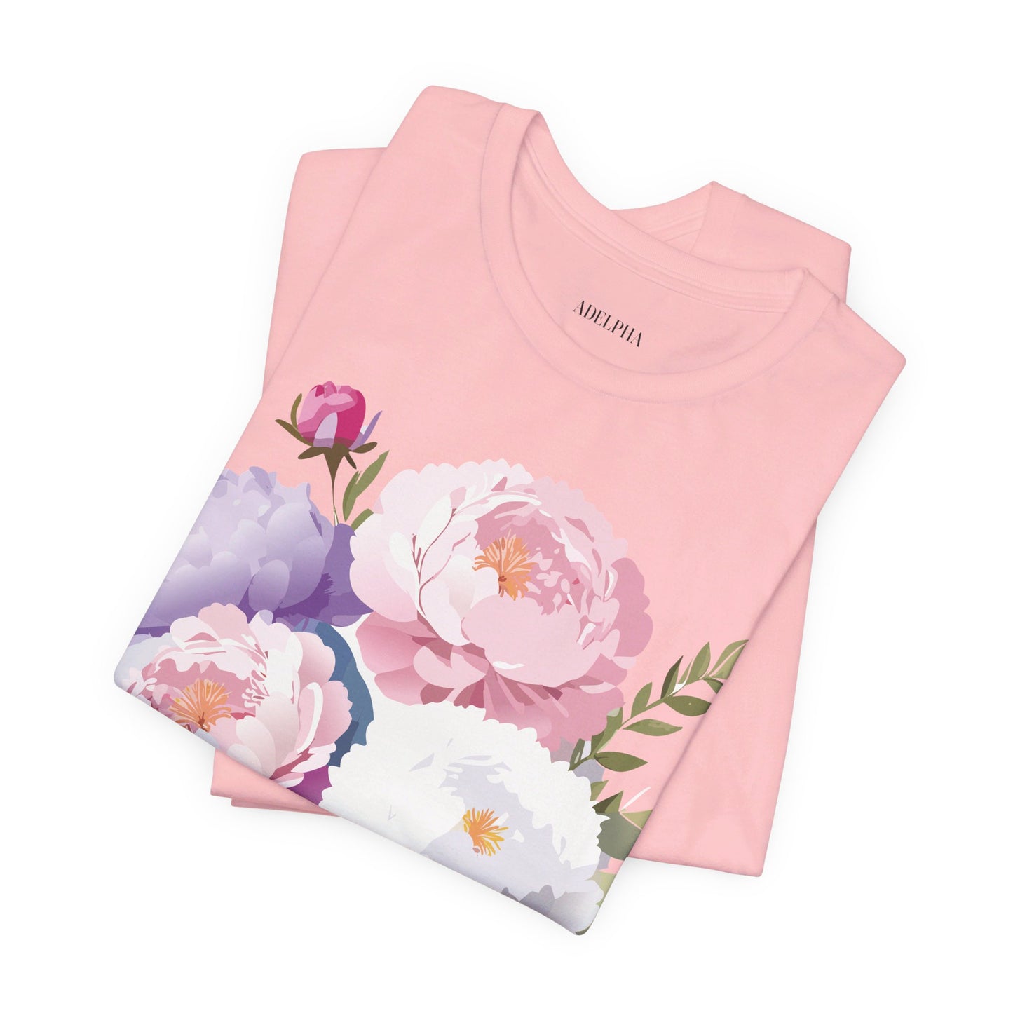 Natural Cotton Tee Shirt with Flowers