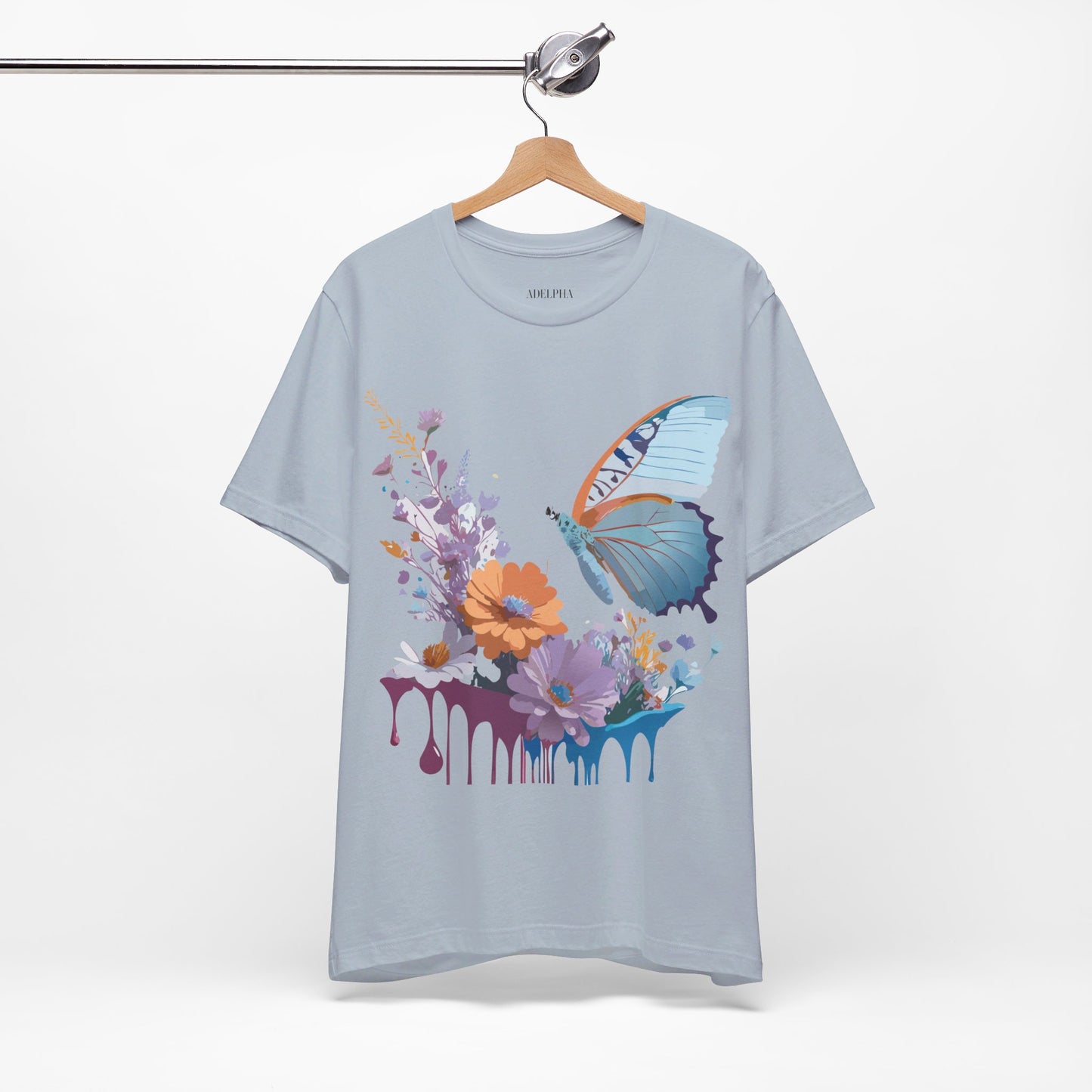 Natural Cotton Tee Shirt with Butterfly