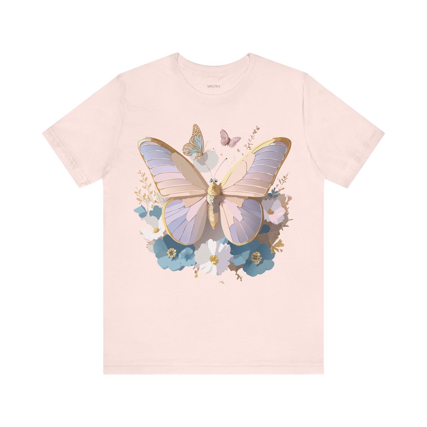 Natural Cotton Tee Shirt with Butterfly