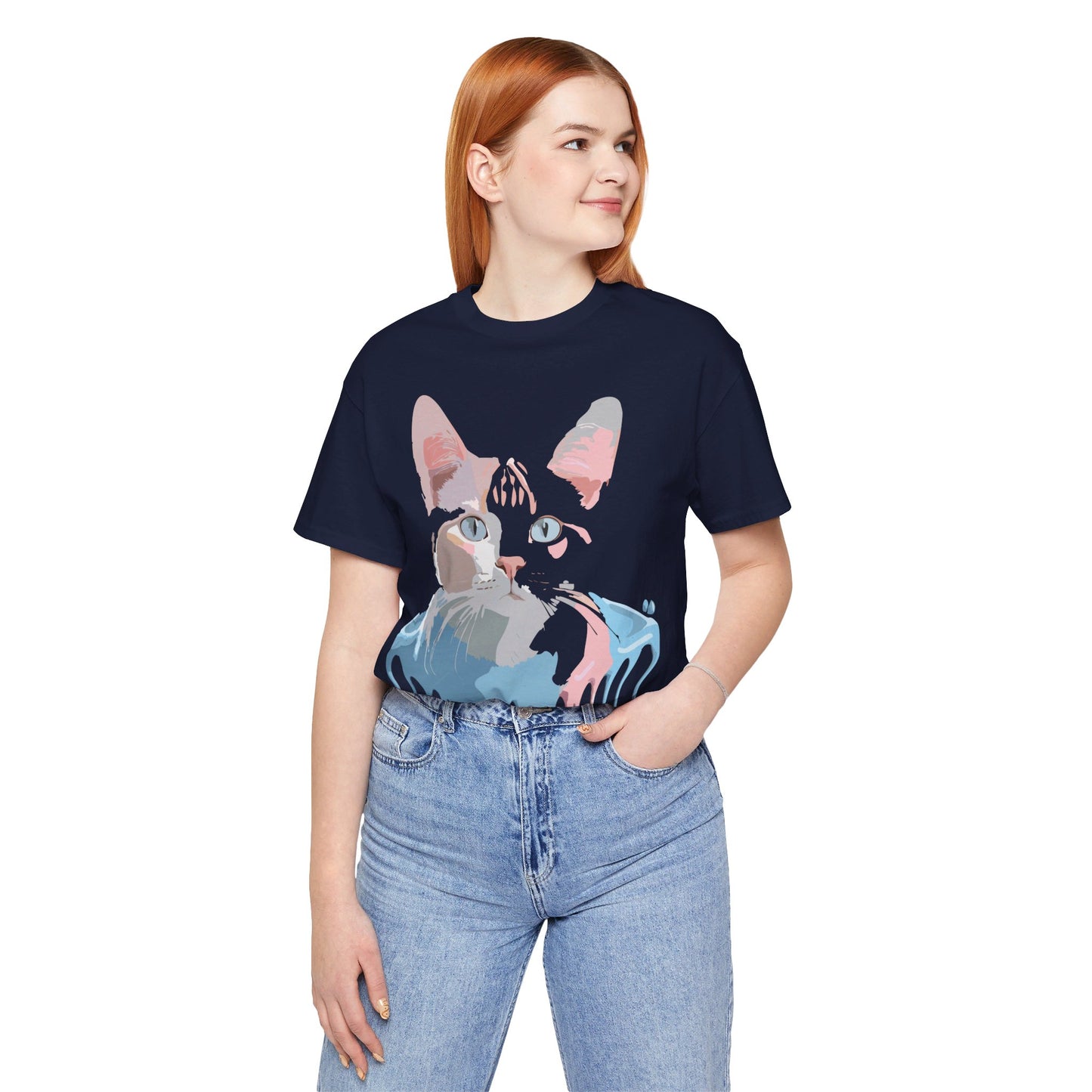 T-Shirt aus natürlicher Baumwolle mit Katze