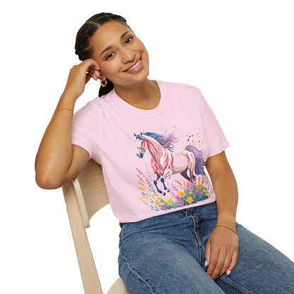 Horse Shirt Unisex Tee Animal Print Gildan Softstyle 64000 Ring Spun Cotton