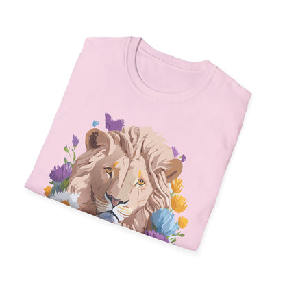 Lion Shirt Unisex Floral Lion Tee Gildan Softstyle 64000 Short Sleeve