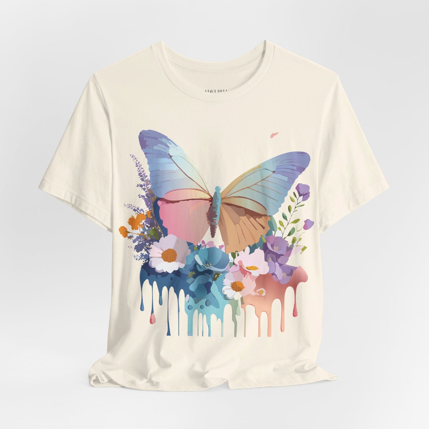 Natural Cotton Tee Shirt with Butterfly