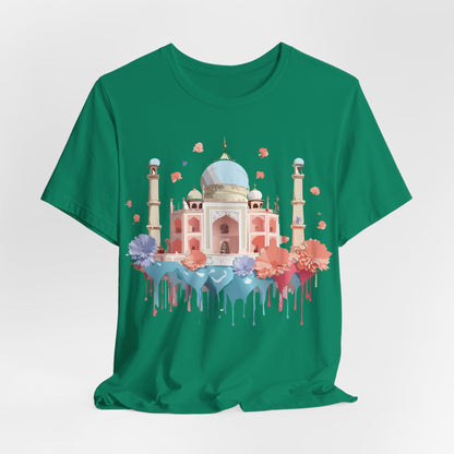 Natural Cotton Tee Shirt - Taj Mahal, India Printify