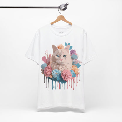 Natural Cotton Tee Shirt with Cat Printify