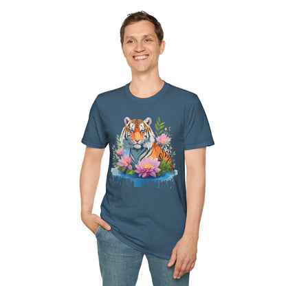 Tiger Print Unisex T Shirt Gildan Softstyle 64000 Animal Tee