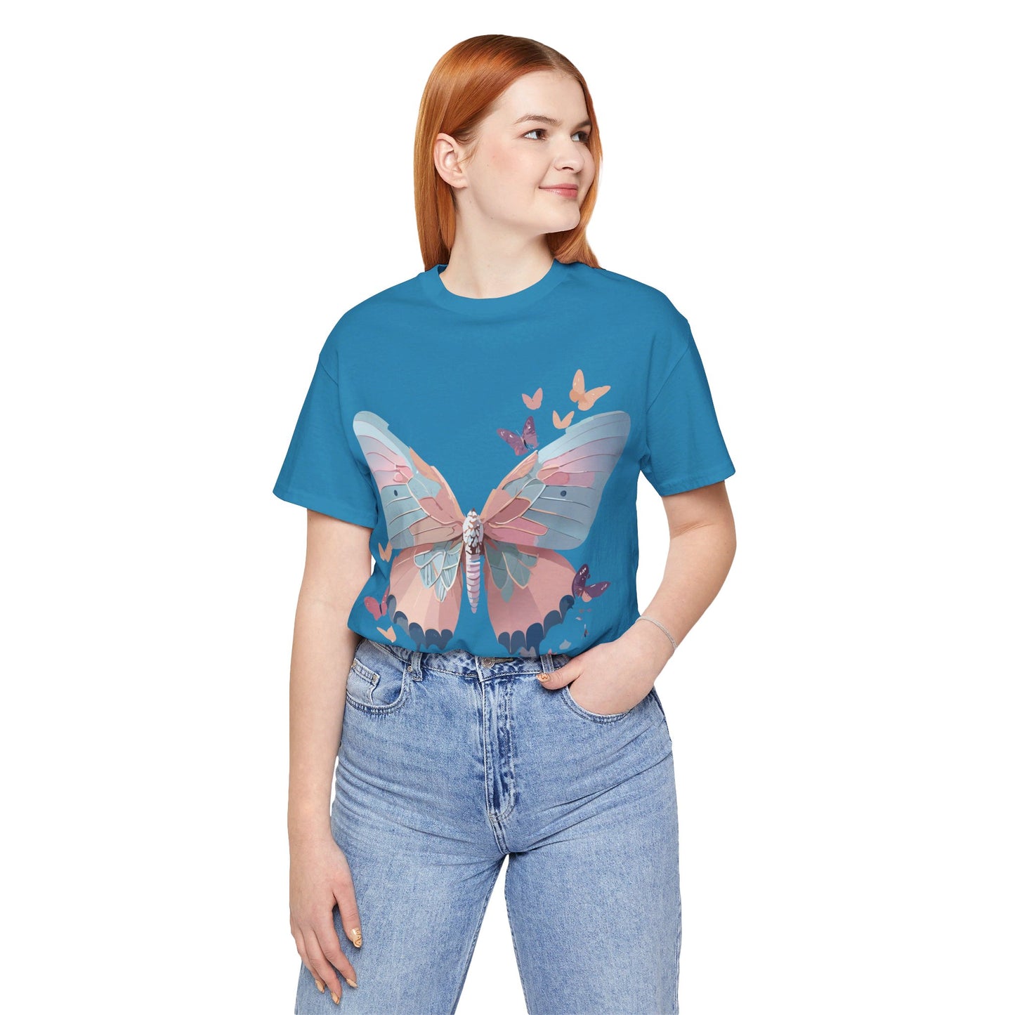 T-Shirt aus natürlicher Baumwolle mit Schmetterling