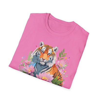 Tiger Print Unisex T Shirt Gildan Softstyle 64000 Animal Tee