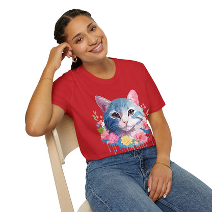 Cat Shirt Unisex Cat Tee Kitten Print Gildan Softstyle 64000