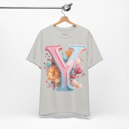 Natural Cotton Tee Shirt - Letters Collection - Y Printify