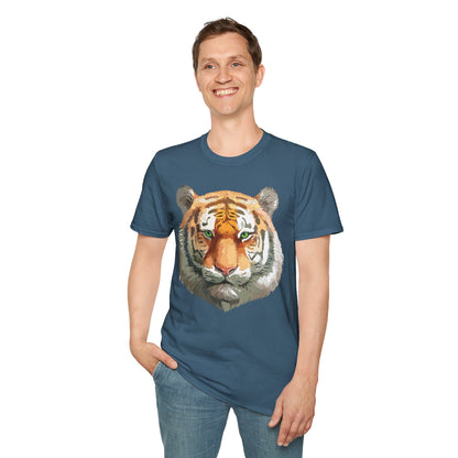 Tiger Print Shirt Unisex Animal Tee Gildan Softstyle 64000 Cotton Comfort