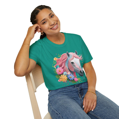 Unisex Horse Shirt Softstyle Cotton Tee With Animal Print Design