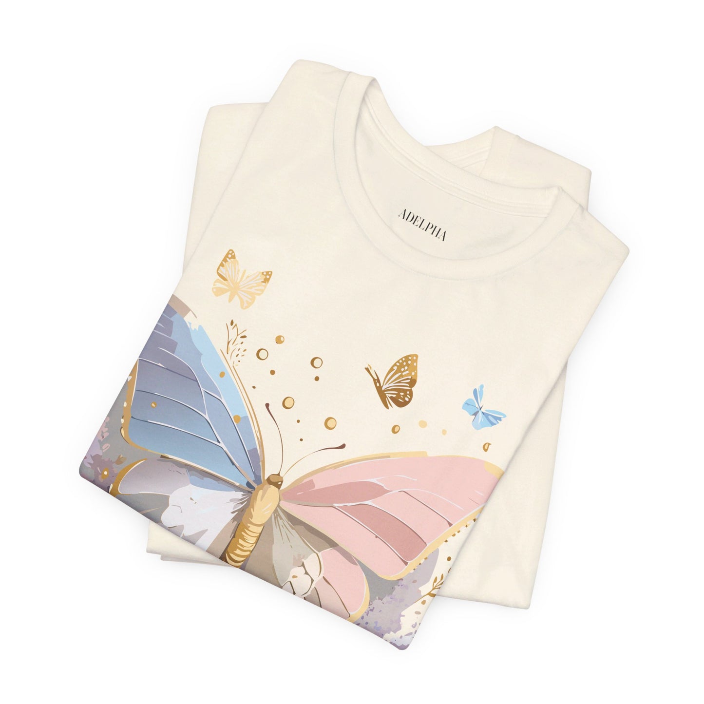 Natural Cotton Tee Shirt with Butterfly