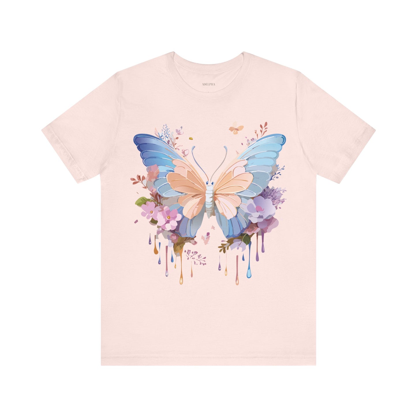 Natural Cotton Tee Shirt with Butterfly