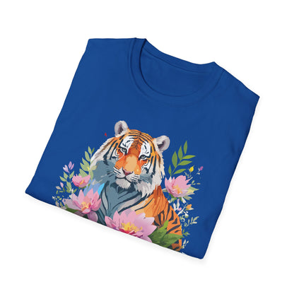Tiger Print Unisex T Shirt Gildan Softstyle 64000 Animal Tee