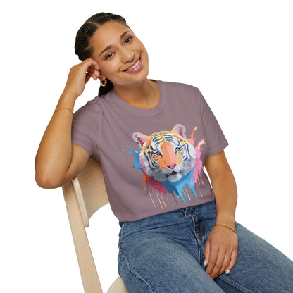 Tiger Print Unisex Softstyle T Shirt Gildan 64000 Comfort Tee