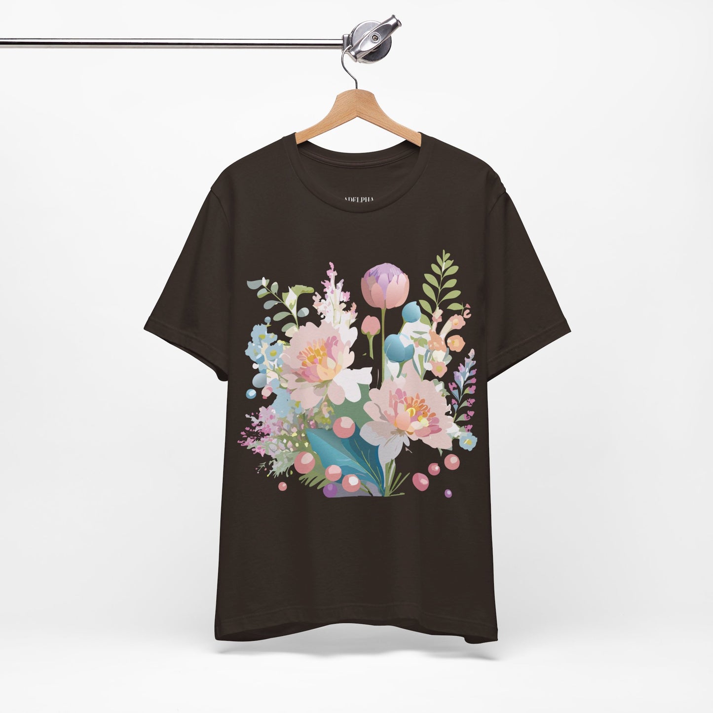 Natural Cotton Tee Shirt with Flowers