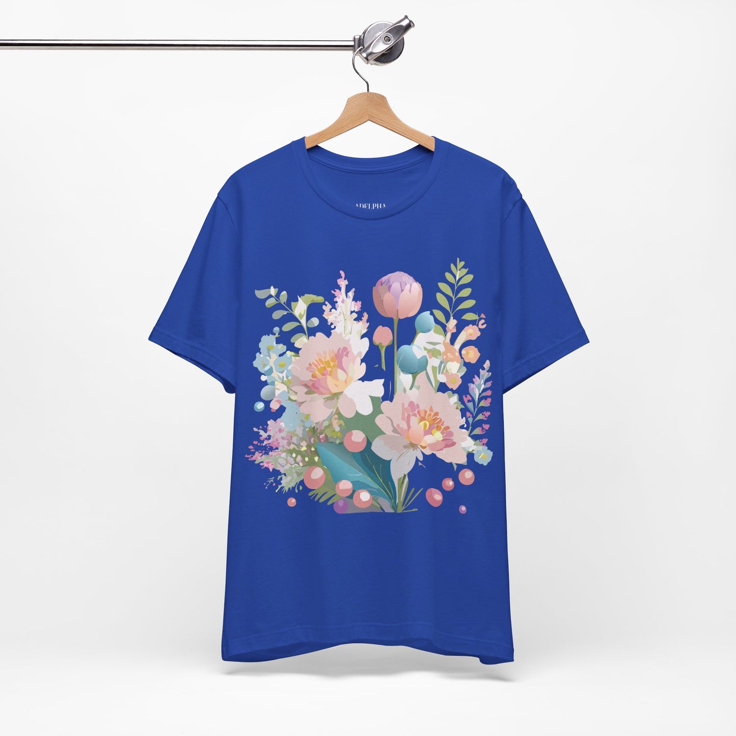 Natural Cotton Tee Shirt with Flowers