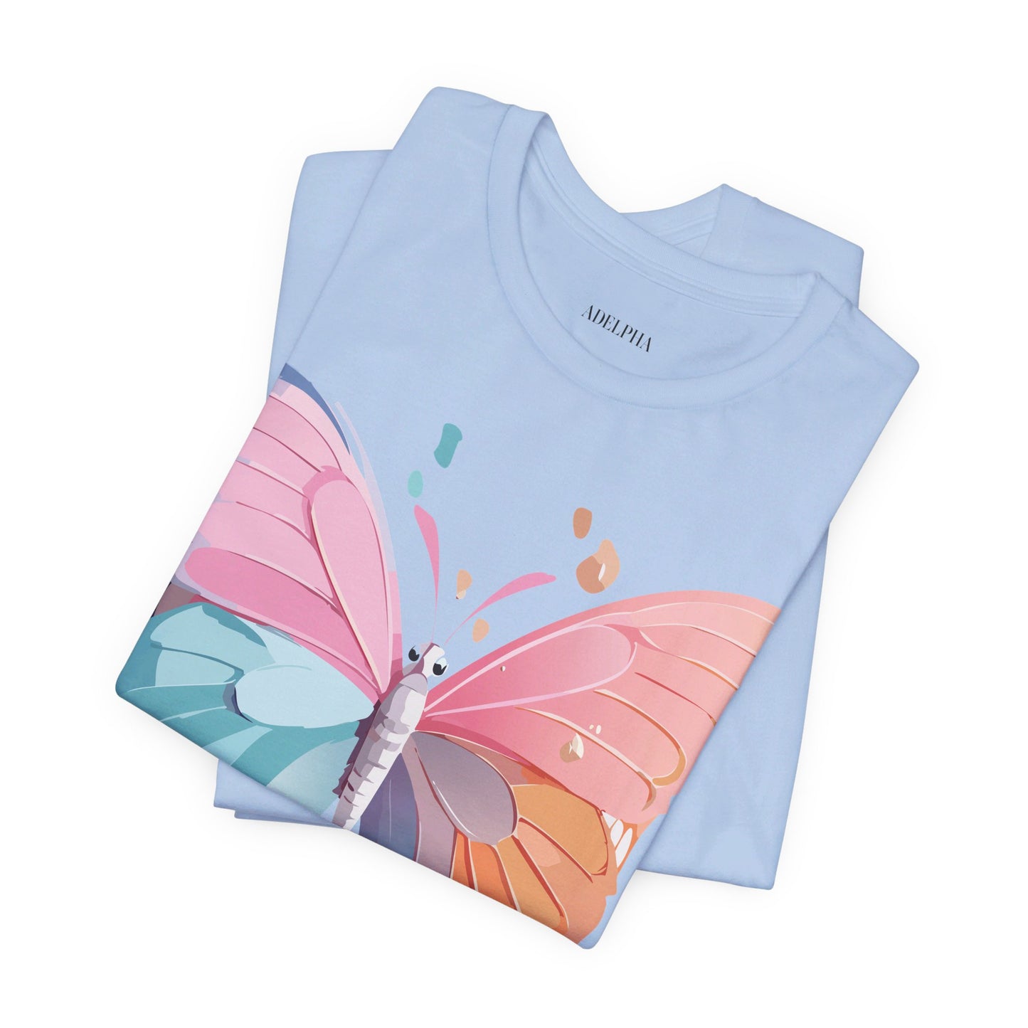 Natural Cotton Tee Shirt with Butterfly