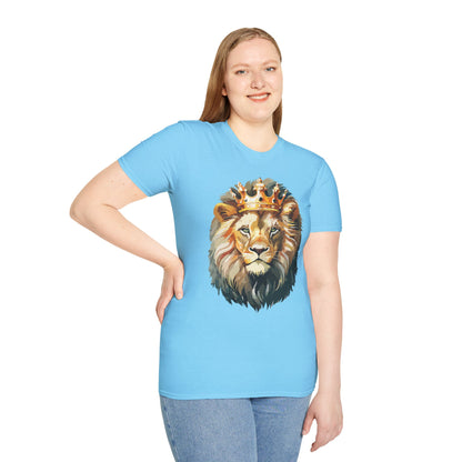Unisex Lion Print T Shirt Softstyle 64000 One Hundred Percent Ring Spun Cotton