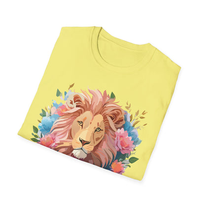 Lion Shirt Unisex Floral Lion Tee 100 Percent Cotton Softstyle Gildan 64000