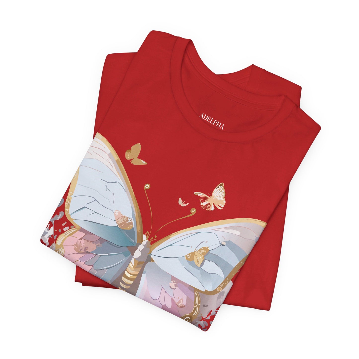 Natural Cotton Tee Shirt with Butterfly