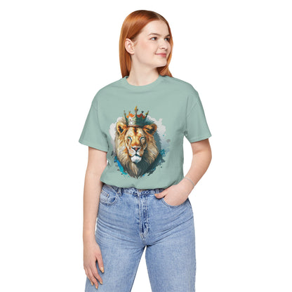 Lion with Crown Tee Unisex Cotton Watercolor King Lion Graphic T-Shirt 2