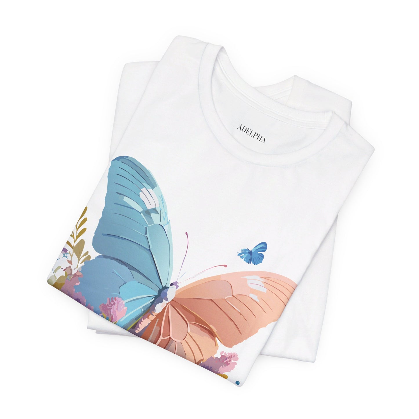 Natural Cotton Tee Shirt with Butterfly