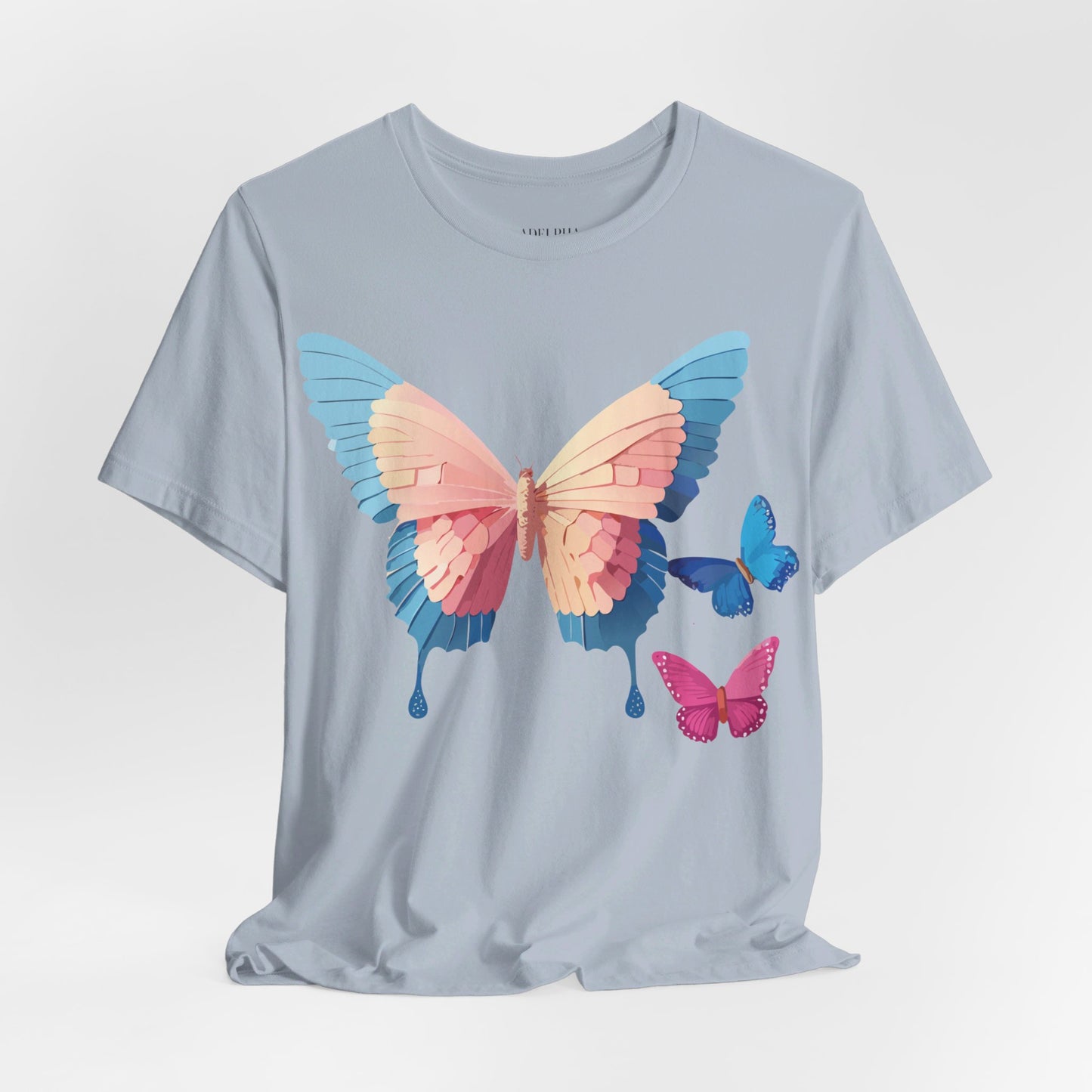 Natural Cotton Tee Shirt with Butterfly