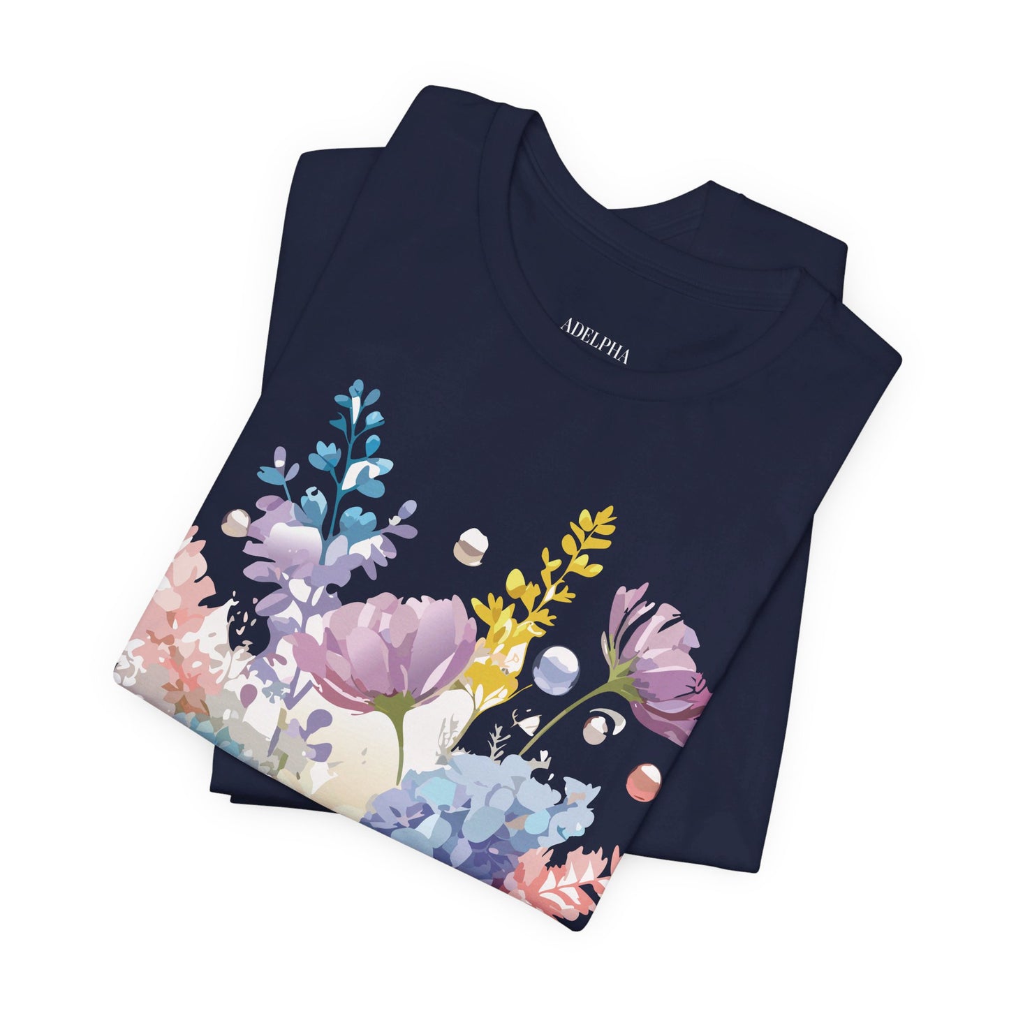 T-shirt en coton naturel avec fleurs