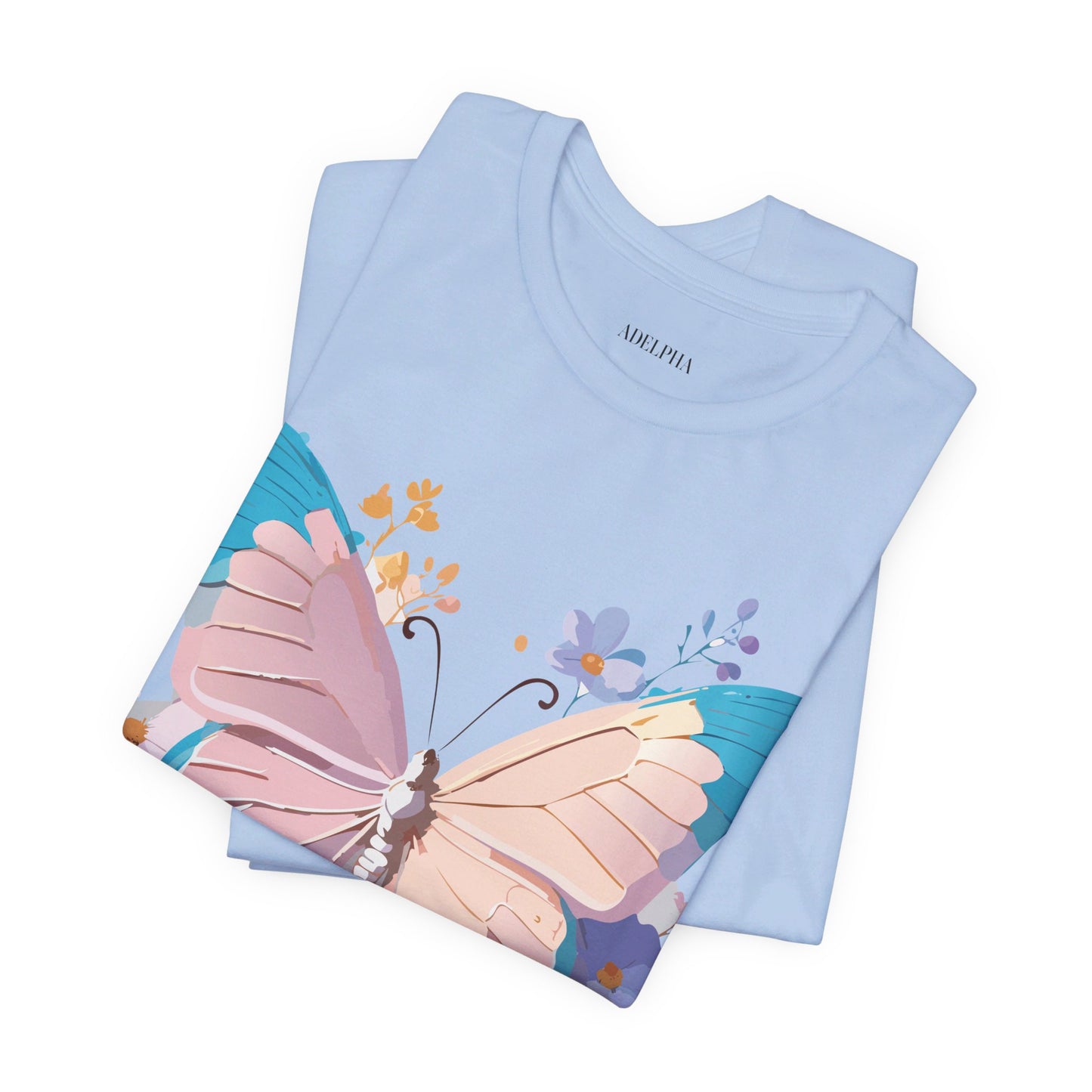 Natural Cotton Tee Shirt with Butterfly