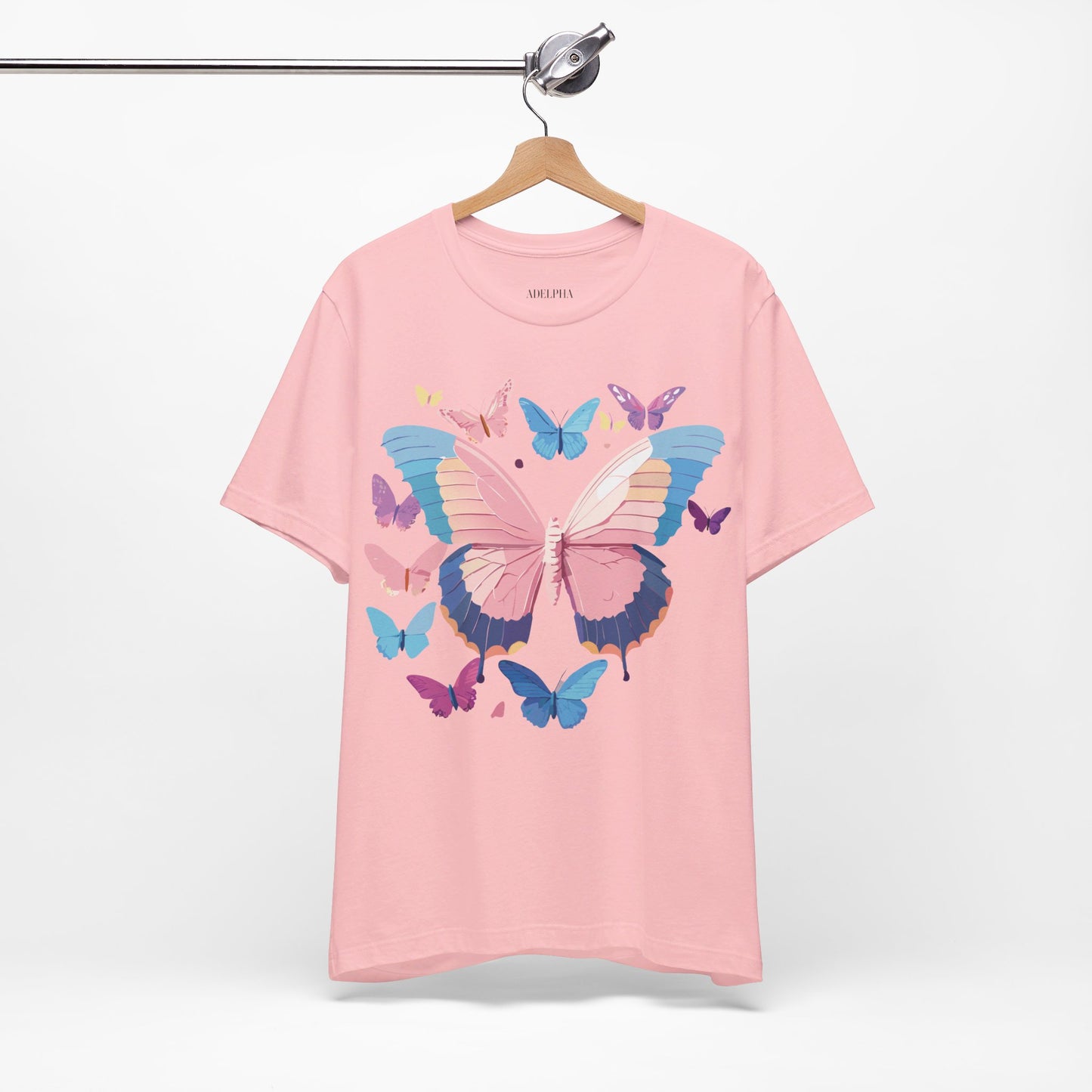 Natural Cotton Tee Shirt with Butterfly