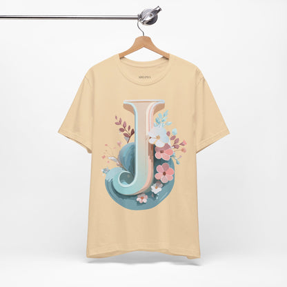 Natural Cotton Tee Shirt - Letters Collection - J Printify