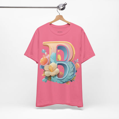 Natural Cotton Tee Shirt - Letters Collection - B Printify