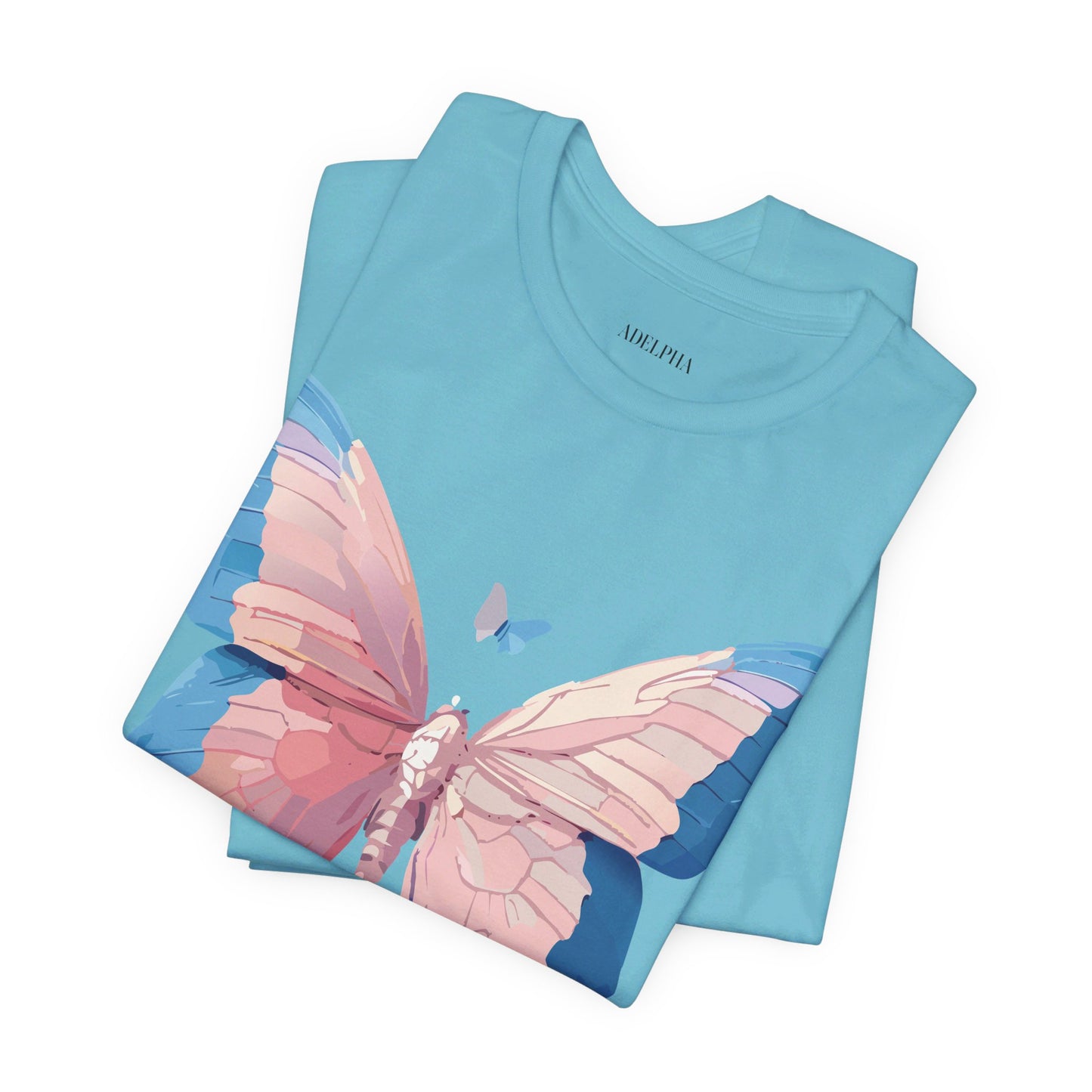 Natural Cotton Tee Shirt with Butterfly