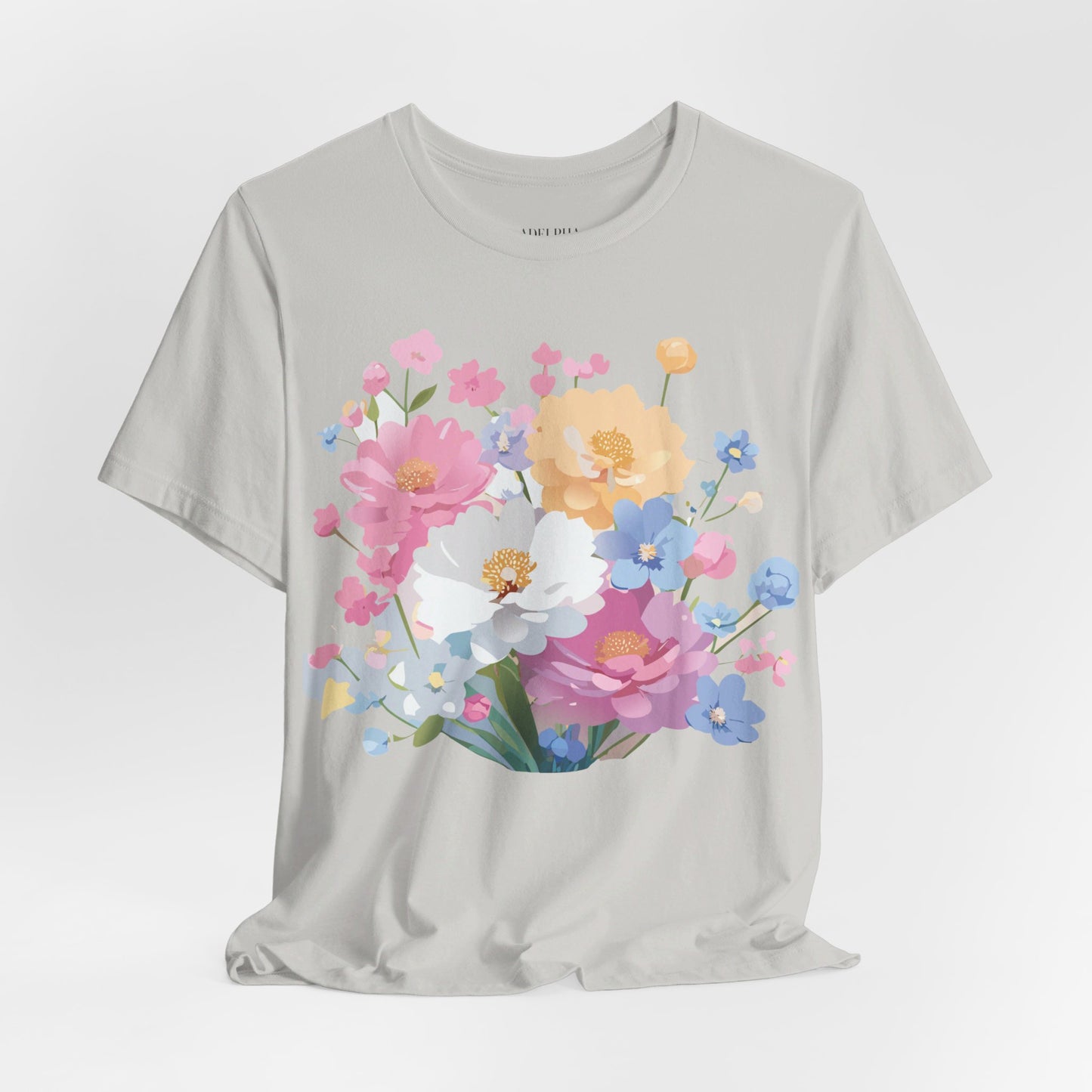 T-shirt en coton naturel avec fleurs