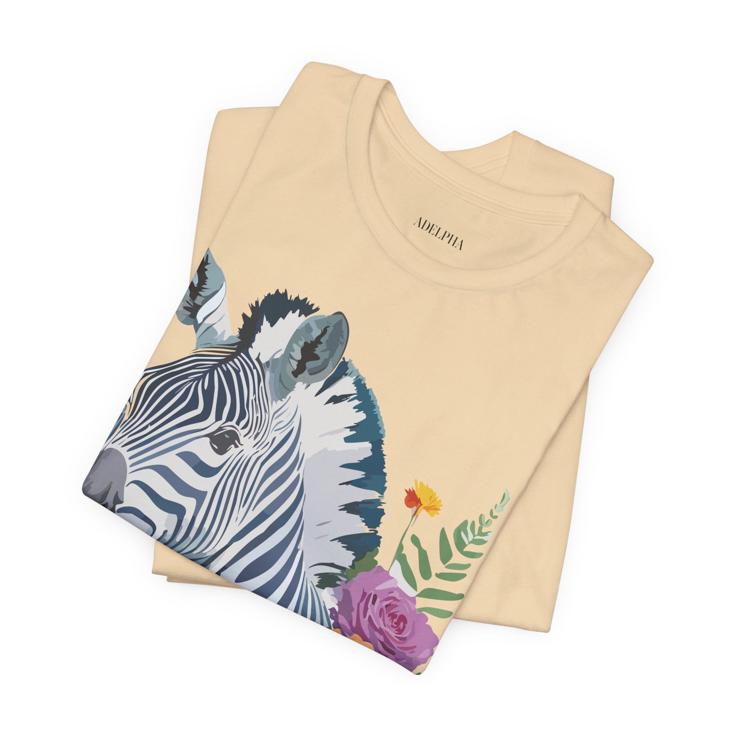 Natural Cotton Tee Shirt with Zebra