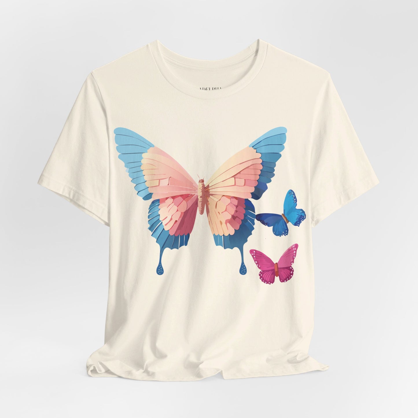 Natural Cotton Tee Shirt with Butterfly