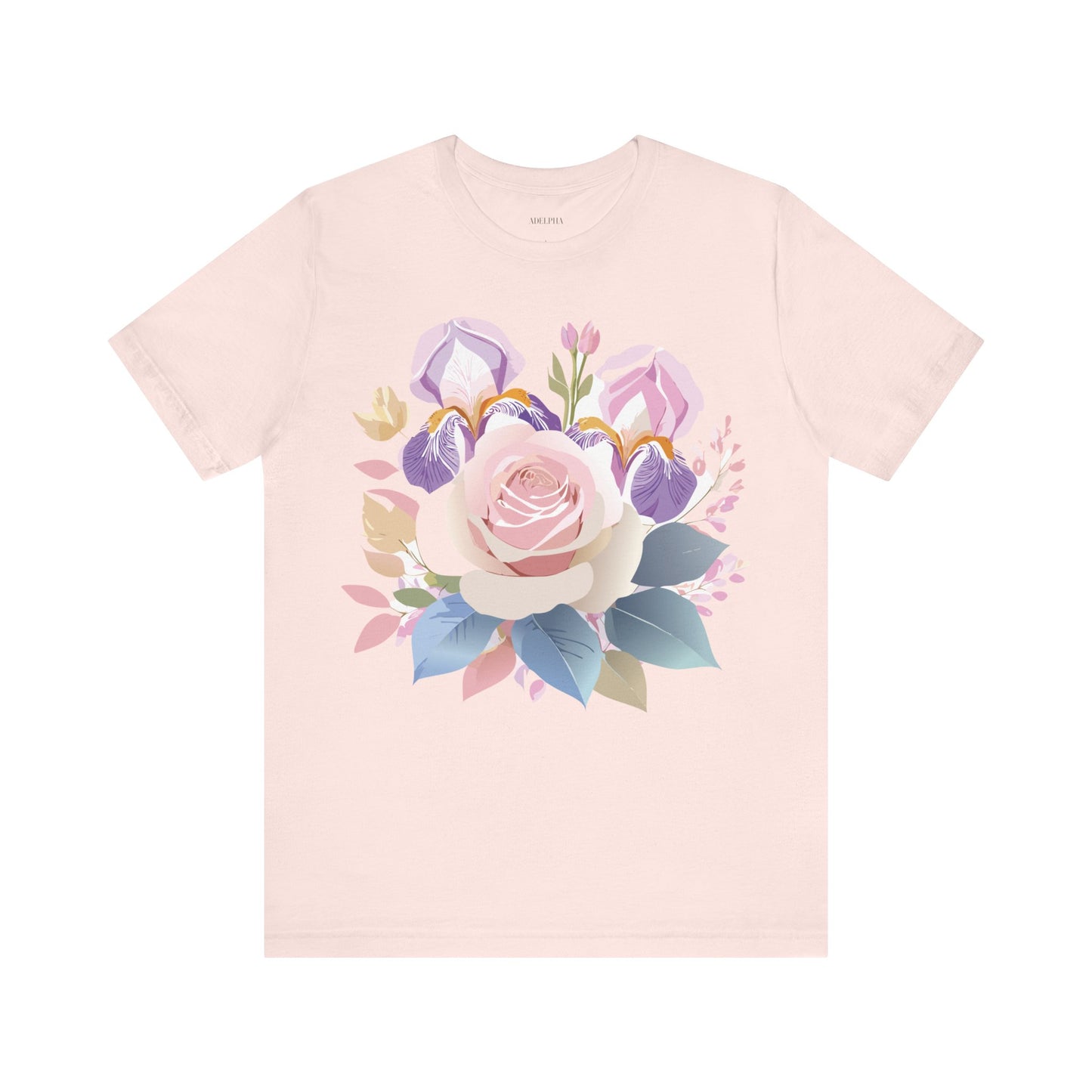 Natural Cotton Tee Shirt with Flowers